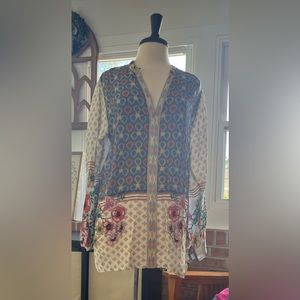 Johnny Was  BOHO Multicolor Patterned Blouse